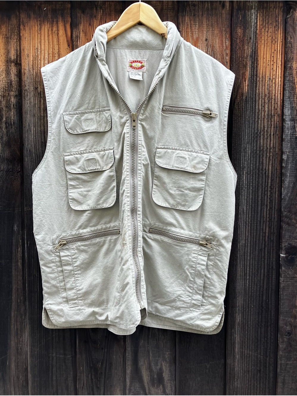 Banana Republic Safari Vest Men S-L Hooded Vintage